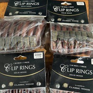 New Cambria Clip/Eyelet Wooden Rings for Curtains/Drapes (4 packages x 7 rings)